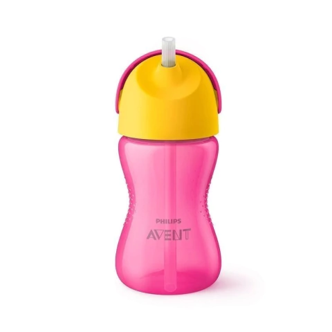 COPO DINOSSAURO C/CANUDO CURVADO 300ML ROSA AVENT
