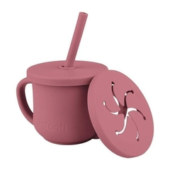 COPO SILICONE CANUDO/SNACK ROSA INFANTI