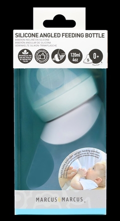 MAMADEIRA ANGULADA EM SILICONE 120ML VERDE MARCUS & MARCUS na internet