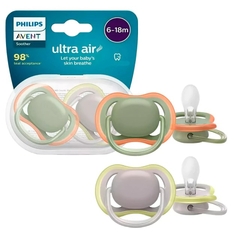 CHUPETA ULTRA AIR DUPLA DECO VERDE/CINZA 6-18M AVENT