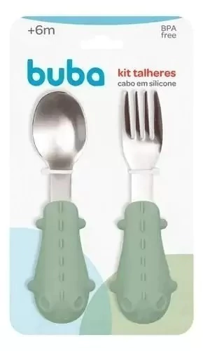 KIT TALHERES CABO EM SILICONE VERDE BUBA