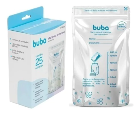 SACO P/ARMAZENAR LEITE MATERNO C/ZIPER 25 UN BUBA