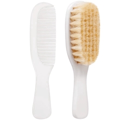 KIT ESCOVA E PENTE BABY CERDAS NATURAIS E MACIAS BRANCO BUBA - comprar online