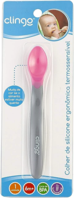 COLHER SILICONE ERGO TERMO COLOR ROSA/CZ CLINGO - comprar online