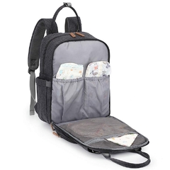 MOCHILA DE MATERNIDADE ALICE CINZA ESCURO LAÇO BEBE - loja online