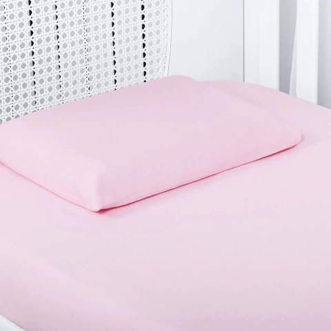 LENCOL E FRONHA BERCO MALHA 02 PCS ROSA BATISTELA