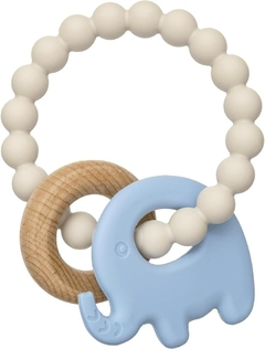 MORDEDOR EM SILICONE E BAMBU ELEFANTE AZUL BUBA