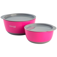 TIGELAS COM TAMPA COLORS ROSA KIT 2 UN CLINGO