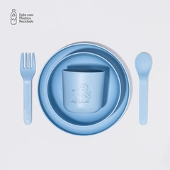 KIT ALIMENTACAO INFANTIL SUSTENTAVEL COM 5 PECAS AZUL - PETIT PIA