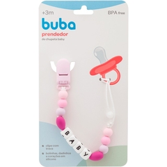 PRENDEDOR DE CHUPETA EM SILICONE BABY ROSA BUBA - comprar online