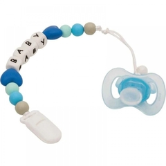 PRENDEDOR DE CHUPETA EM SILICONE BABY AZUL BUBA