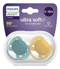 CHUPETA ULTRA SOFT DUPLA DECO AMARELA/AZUL 6-18M AVENT na internet