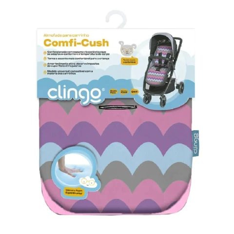 ALMOFADA CARRINHO MEMORY FOAM WAVES PINK CLINGO