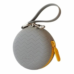 PORTA CHUPETAS SILICONE CINZA/AMARELO CLINGO