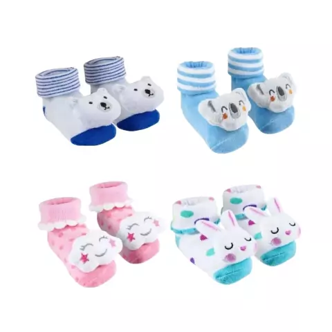 Meias Antiderrapantes com Chocalho C/02 06-12 Meses Buba