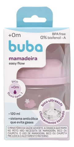 MAMADEIRA EASY FLOW NUVEM ROSA 120ML BUBA