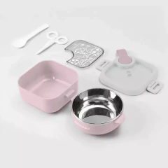 KIT COM TIGELA 2 ESTÁGIOS, COLHER E TESOURA ALIMENTAR ROSA MARCUS & MARCUS - loja online