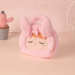 BOLSA PLUSH COELHA ROSA COM LACO ALCA DE MAO METOO