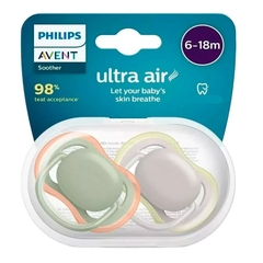 CHUPETA ULTRA AIR DUPLA DECO VERDE/CINZA 6-18M AVENT - AD baby | Roupas e Acessórios nacionais e importados