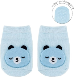 MEIA ANTIDERRAPANTE COM APLIQUE URSO AZUL - PP BUBA