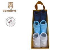 Kit 3 Pares Sapatinho Pompom e Bombe Recem Nascido Corujitos - loja online