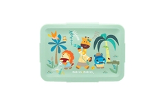 BOX DE REFEIÇÃO COM 2 DIVISÓRIAS REMOVÍVEIS EM SILICONE 700ML JUNGLE VERDE MARCUS & MARCUS