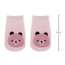 MEIA ANTIDERRAPANTE COM APLIQUE URSO ROSA - PP BUBA