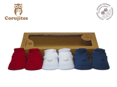 Kit 3 Pares Sapatinho Pompom e Bombe Recem Nascido Corujitos - AD baby | Roupas e Acessórios nacionais e importados