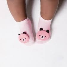 MEIA ANTIDERRAPANTE COM APLIQUE URSO ROSA - PP BUBA - comprar online
