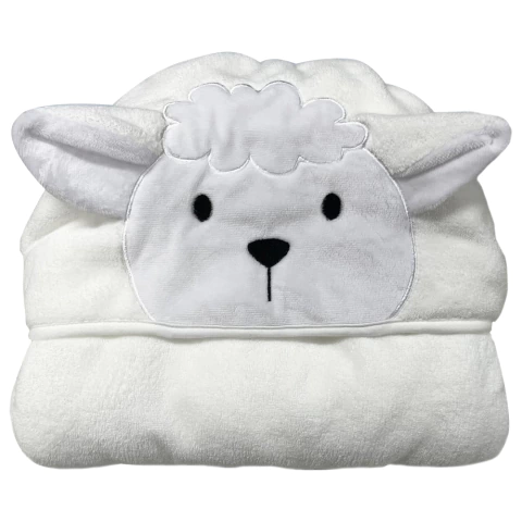 TOALHA BEBE POWER SEC 0,70X1,00 OVELHA BRANCA LAÇO BEBE