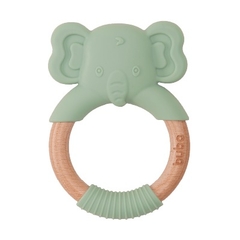 MORDEDOR EM SILICONE E BAMBU ELEFANTE VERDE BUBA