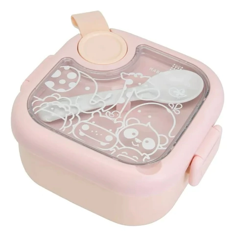 KIT COM TIGELA 2 ESTÁGIOS, COLHER E TESOURA ALIMENTAR ROSA MARCUS & MARCUS