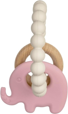 MORDEDOR EM SILICONE E BAMBU ELEFANTE ROSA BUBA na internet