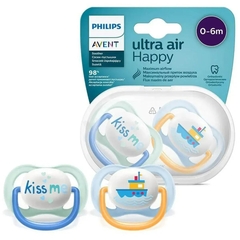 CHUPETA ULTRA AIR DUPLA BEIJO/BARCO MENINO 0-6M AVENT