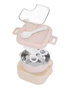 KIT COM TIGELA 2 ESTÁGIOS, COLHER E TESOURA ALIMENTAR ROSA MARCUS & MARCUS - AD baby | Roupas e Acessórios nacionais e importados