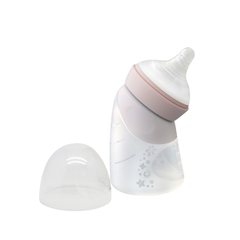 MAMADEIRA ANGULADA EM SILICONE 120ML ROSA MARCUS & MARCUS