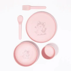 KIT ALIMENTACAO INFANTIL SUSTENTAVEL COM 5 PECAS ROSA - PETIT PIA - loja online