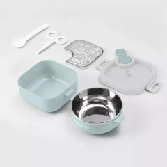 KIT COM TIGELA 2 ESTÁGIOS, COLHER E TESOURA ALIMENTAR AZUL MARCUS & MARCUS - AD baby | Roupas e Acessórios nacionais e importados