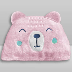 TOALHA BEBE 0,70X1,00 POWER SEC ANIMADA URSO ROSA LAÇO BEBE