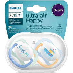 CHUPETA ULTRA AIR DUPLA BEIJO/BARCO MENINO 0-6M AVENT - loja online