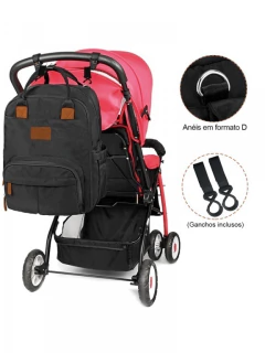 Imagem do MOCHILA DE MATERNIDADE ALICE PRETO LAÇO BEBE