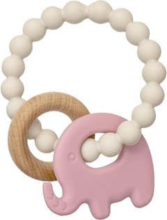 MORDEDOR EM SILICONE E BAMBU ELEFANTE ROSA BUBA