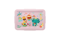 BOX DE REFEIÇÃO COM 2 DIVISÓRIAS REMOVÍVEIS EM SILICONE 700ML TROPICAL ROSA MARCUS & MARCUS