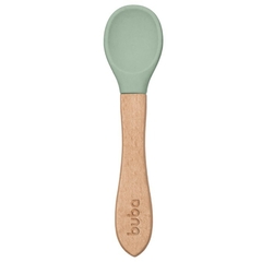 COLHER EM SILICONE E BAMBU VERDE BUBA