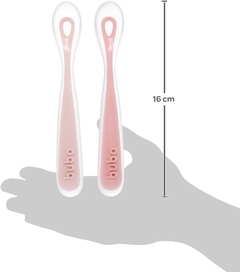 KIT 2 COLHERES EM SILICONE FASES 1 E 2 ROSA - BUBA - loja online