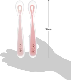 KIT 2 COLHERES EM SILICONE FASES 1 E 2 ROSA - BUBA - loja online