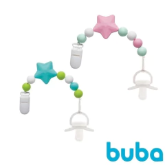 PRENDEDOR DE CHUPETA EM SILICONE ESTRELA BUBA