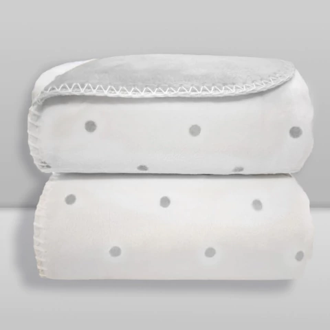 MANTA VELVET POA 0,75X1,00 BRANCA/CINZA LAÇO BEBE