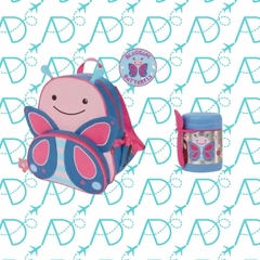 KIT ESCOLAR MOCHILA + POTE TERMICO BORBOLETA ZOO SKIP HOP