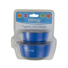 TIGELAS COM TAMPA COLORS AZUL KIT 02 UN CLINGO - loja online